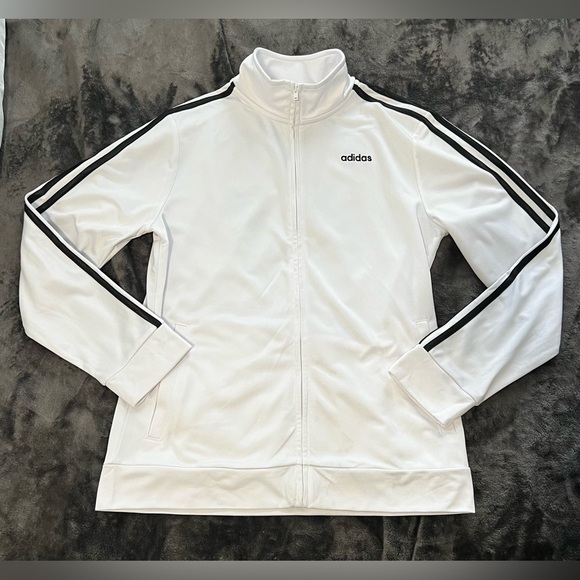 Adidas Essentials Women’s White 3-Stripes Track Jacket Size 18/20 (xl) - Picture 1 of 8